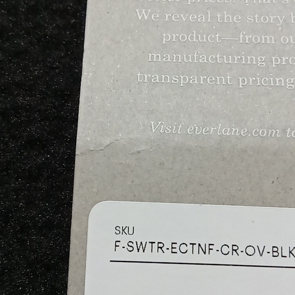 Everlane Womens SMALL Sweatshirt Top New BLACK Pull Over - Picture 7 of 9